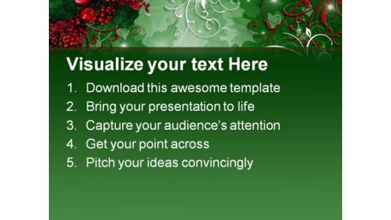 Holly Berries01 Christmas PowerPoint Template 0610