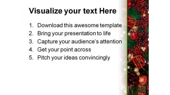 Holly Berries Christmas PowerPoint Template 0610