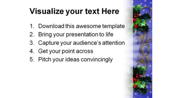 Holly Border Christmas PowerPoint Template 0610
