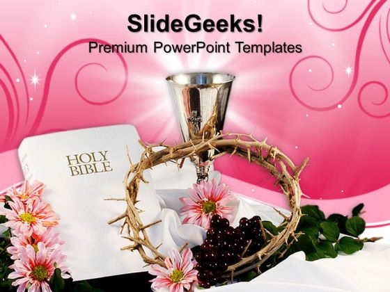 Holy Bible With Crown Christian PowerPoint Templates And PowerPoint Themes 0812