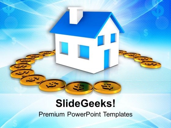 Home Surrounded By Dollars Insurance Savings PowerPoint Templates Ppt Backgrounds For Slides 0213
