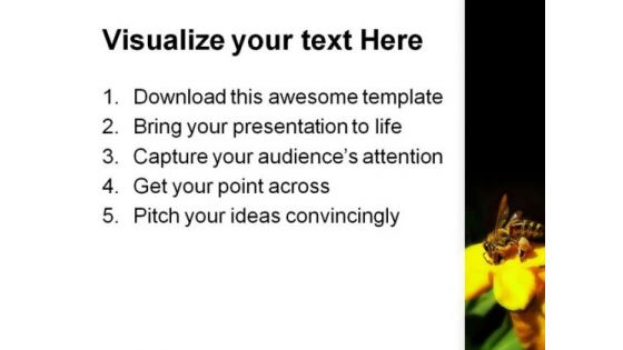 Honey Bee Collecting Pollen Nature PowerPoint Themes And PowerPoint Slides 0211