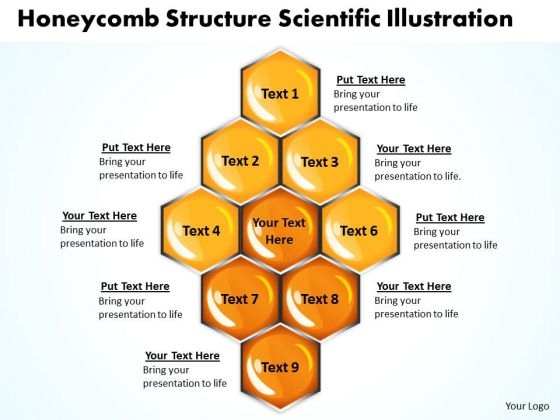 Honeycomb Structure Scientific Illustration Circular Process Chart PowerPoint Templates