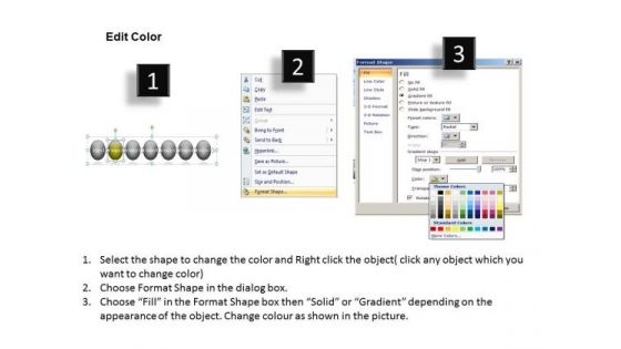 Horizontal Arrow Procedure 7 Stages Wire Schematic PowerPoint Templates