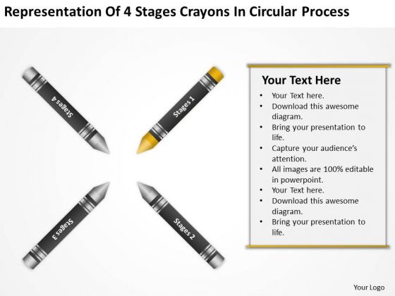 How To Draw Business Process Diagram 4 Stages Crayons Circular PowerPoint Slides