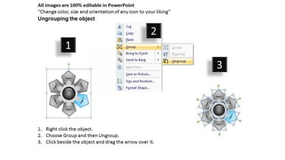 Hub And Spoke Stages 6 Data Flow Diagram Business Plan Proposal PowerPoint Templates