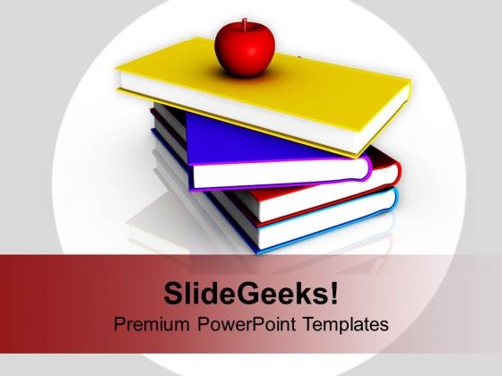 I Love School Books Apple Food Education PowerPoint Templates Ppt Backgrounds For Slides 0113