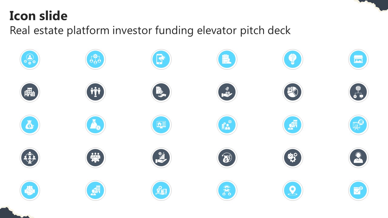 Icon Slide Real Estate Platform Investor Funding Elevator Pitch Deck