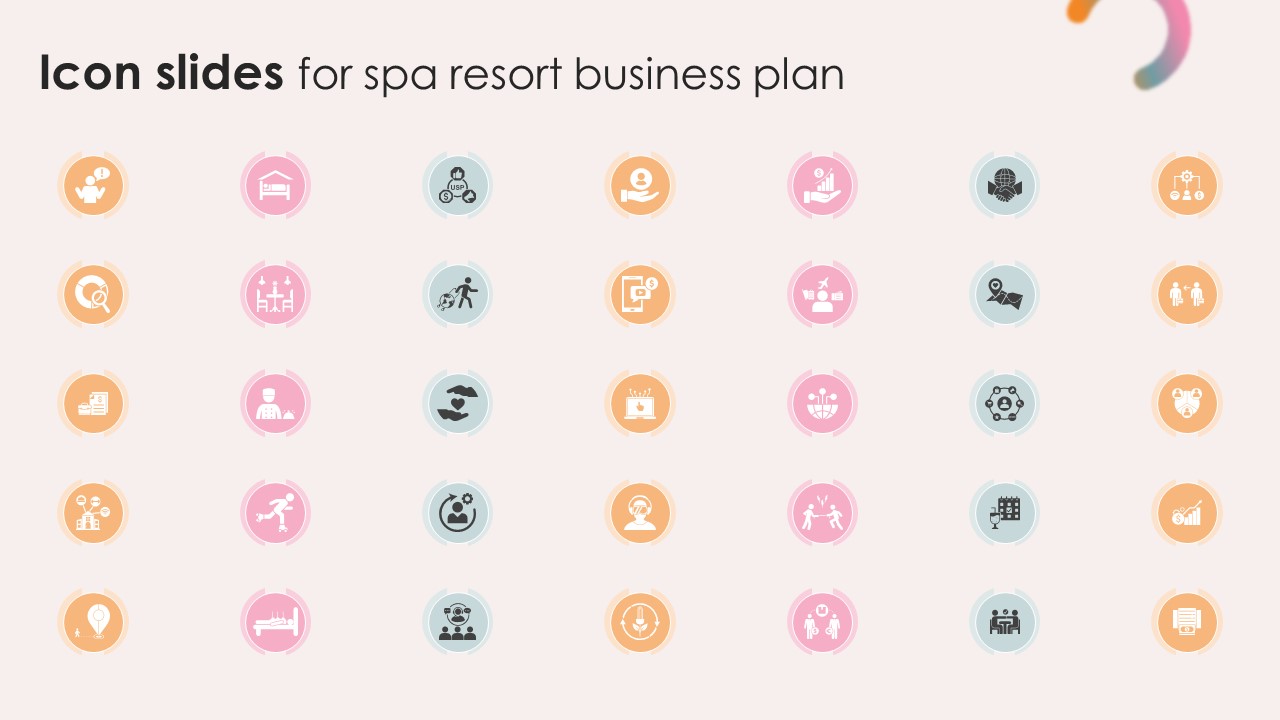 Icon Slides For Spa Resort Business Plan BP SS V