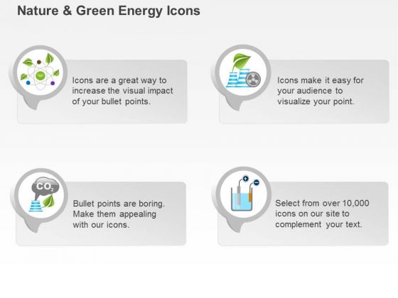 Icons For Green Energy Production With Co2 Gas And Battery Ppt Slides Graphics