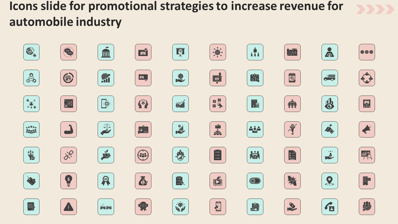 Icons Slide For Promotional Strategies To Increase Revenue For Automobile Industry Ideas PDF