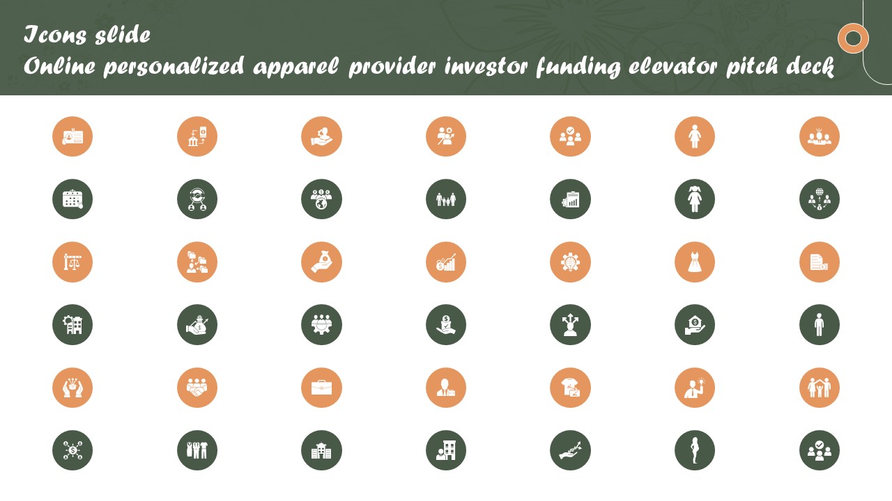 Icons Slide Online Personalized Apparel Provider Investor Funding Elevator Pitch Deck