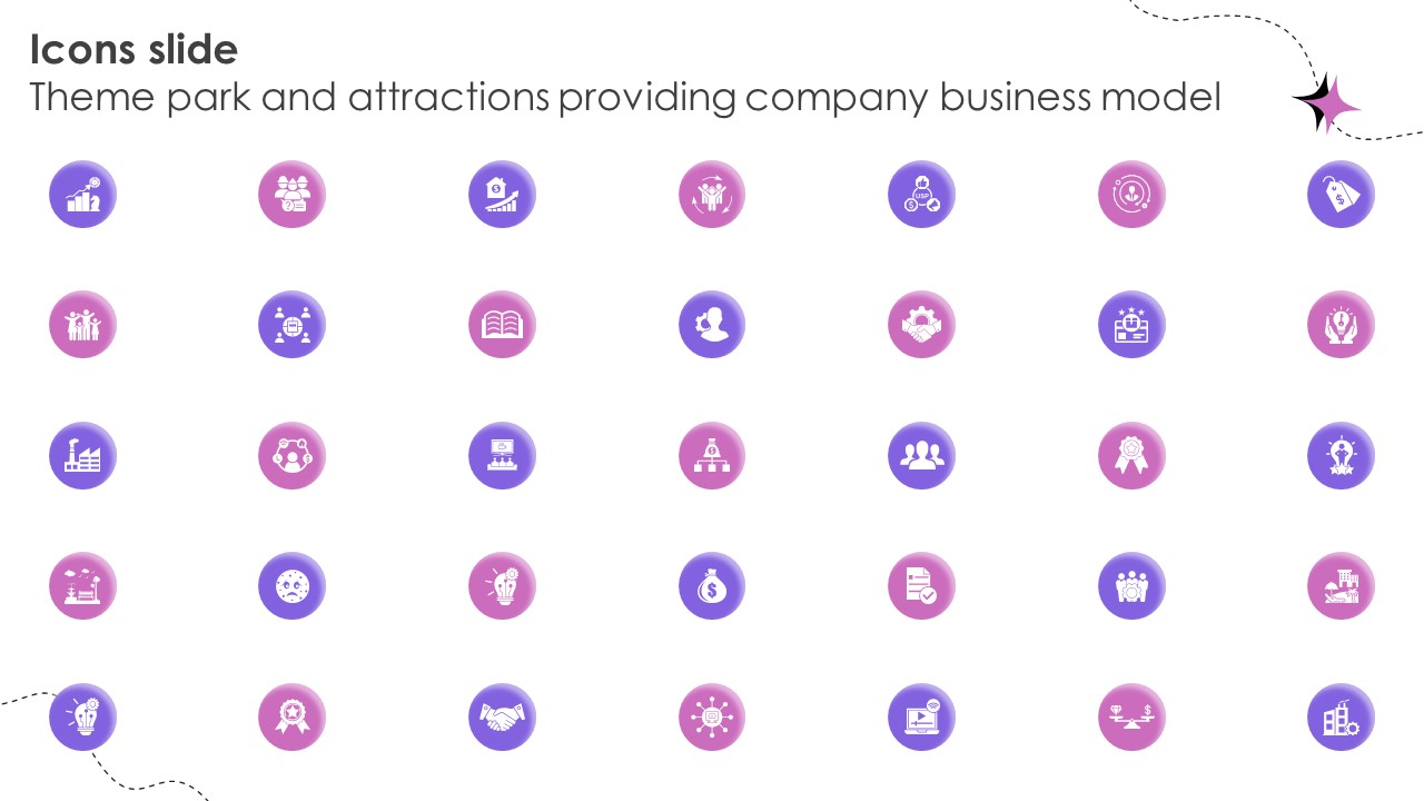 Icons Slide Theme Park And Attractions Providing Company Business Model BMC SS V