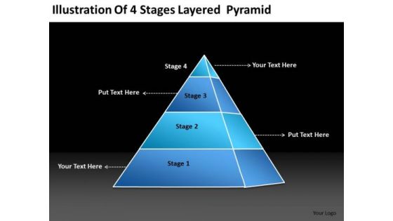 Illustration Of 4 Stages Layered Pyramid Hotel Business Plan Template PowerPoint Templates