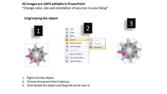 Illustration Of Colorful Diverging 8 Arrows Cycle Motion Chart PowerPoint Slides