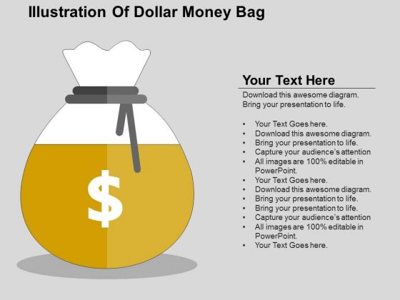 Illustration Of Dollar Money Bag PowerPoint Templates
