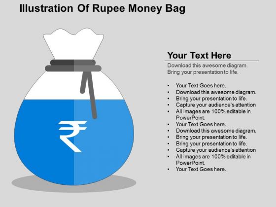 Illustration Of Rupee Money Bag PowerPoint Templates