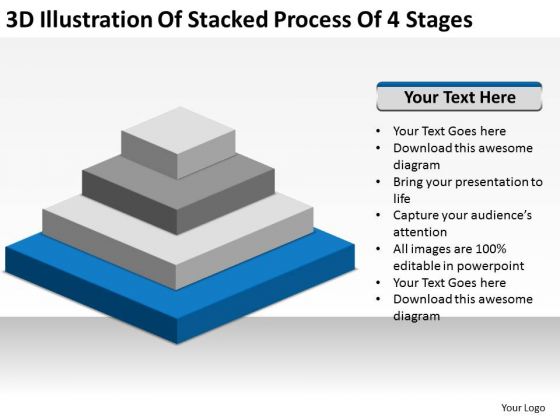 Illustration Of Stacked Process 4 Stages Ppt Business Plan For PowerPoint Templates
