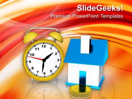 Image Of Blue House With Clock PowerPoint Templates Ppt Backgrounds For Slides 0713