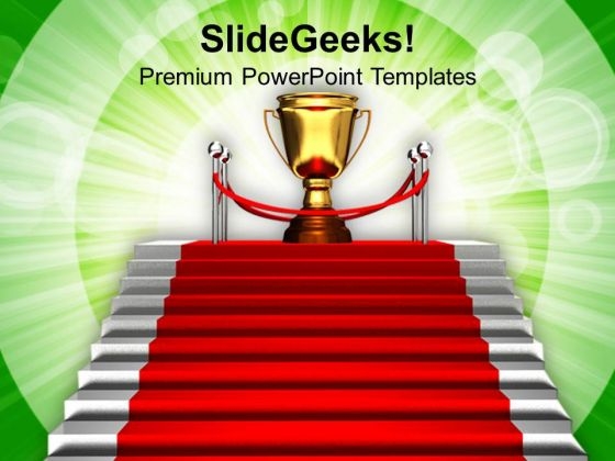 Image Of Stairway To Winner Trophy PowerPoint Templates Ppt Backgrounds For Slides 0213