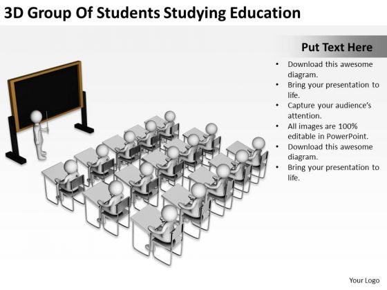 Images Of Business People 3d Group Students Studying Education PowerPoint Slides
