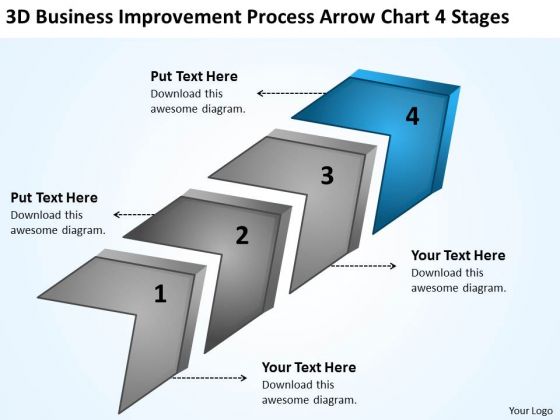 Improvement Process Arrow Chart 4 Stages Ppt Nail Salon Business Plan PowerPoint Templates