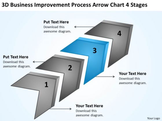 Improvement Process Arrow Chart 4 Stages Startup Business Plan Examples PowerPoint Templates