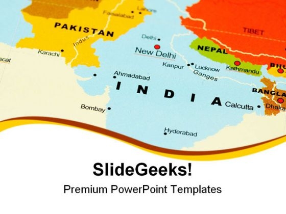 India On Map Globe PowerPoint Themes And PowerPoint Slides 0811