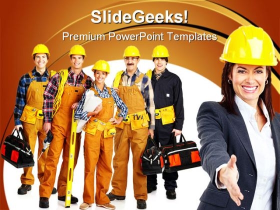 Industrial Workers Construction PowerPoint Themes And PowerPoint Slides 0911