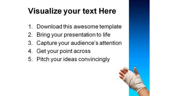 Injured Hand Medical PowerPoint Themes And PowerPoint Slides 0411