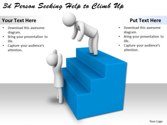 International Marketing Concepts 3d Person Seeking Help To Climb Up Character Models