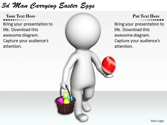 Internet Business Strategy 3d Man Carrying Easter Eggs Basic Concepts
