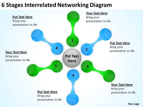 Interrelated Networking Diagram Consulting Business Plan Template PowerPoint Templates