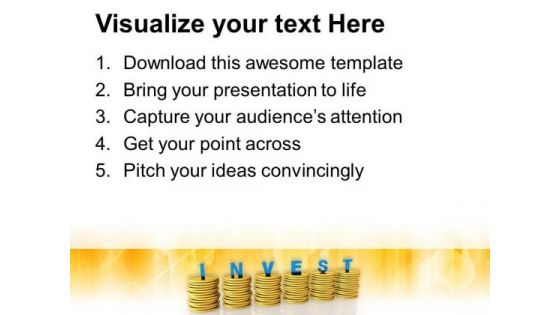 Invest On Stack Of Gold Coins Finance PowerPoint Templates Ppt Backgrounds For Slides 0313
