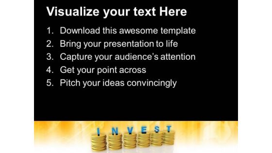 Invest On Stack Of Gold Coins Finance PowerPoint Templates Ppt Backgrounds For Slides 0313