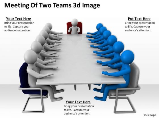 It Business Strategy Meeting Of Two Teams 3d Image Characters