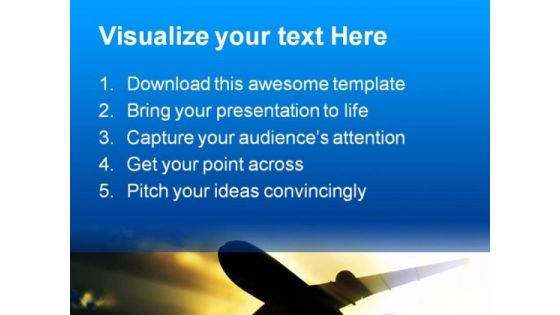 Jet Plane Transportation PowerPoint Template 0610