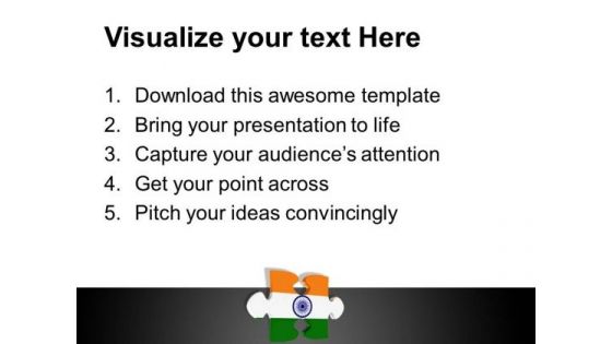 Jigsaw Puzzle Piece With Indian Flag Symbol PowerPoint Templates Ppt Background For Slides 1112