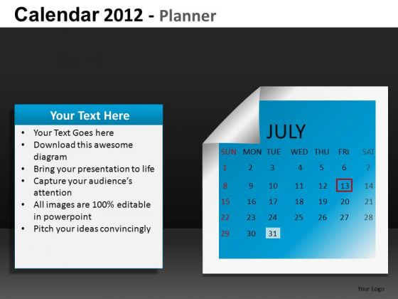 July 2012 Calendar PowerPoint Slides