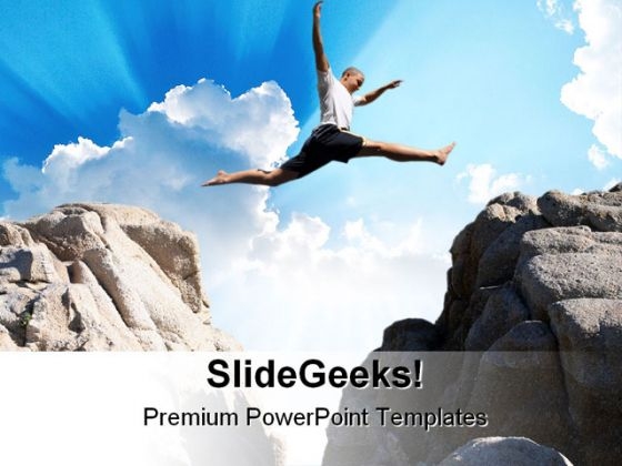 Jumping Boy Sports PowerPoint Background And Template 1210