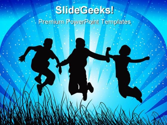 Jumping Children PowerPoint Templates And PowerPoint Backgrounds 0411