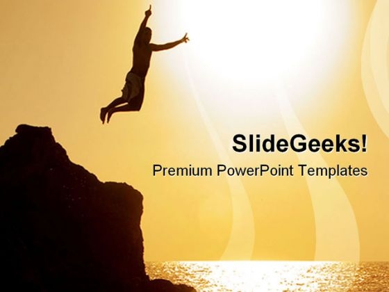 Jumping Off The Cliff Beach PowerPoint Templates And PowerPoint Backgrounds 0311