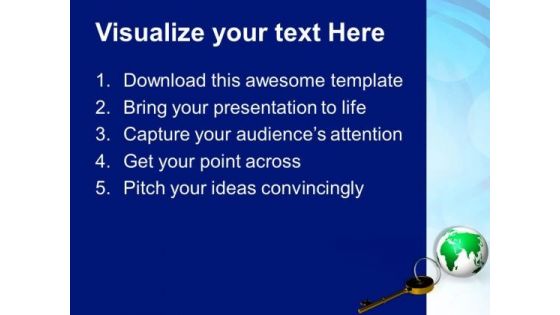 Key Chained To Globe Business PowerPoint Templates And PowerPoint Themes 1112