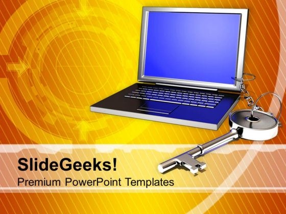 Key Chained To Laptop Information PowerPoint Templates Ppt Backgrounds For Slides 0213