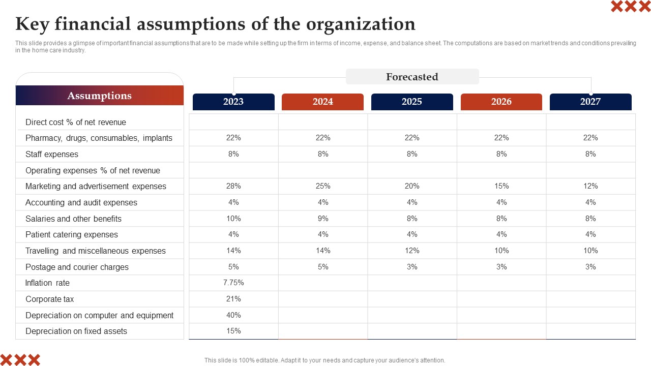 Key Financial Assumptions Of The Organization In Home Care Business Plan Themes Pdf