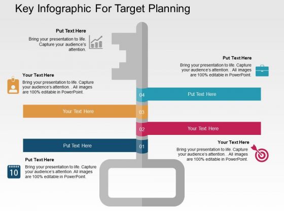 Key Infographic For Target Planning PowerPoint Templates