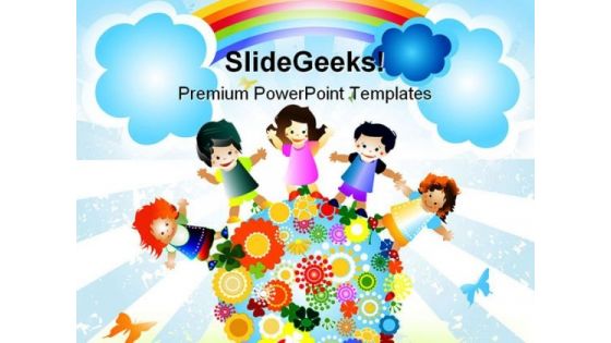 Kids Diversity Globe PowerPoint Template 0610