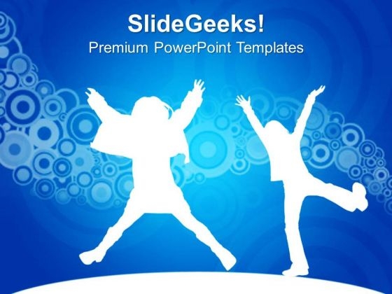 Kids Jumping Dancing Joy Happiness PowerPoint Templates Ppt Backgrounds For Slides 0313