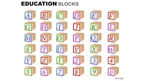 Kids Learning Blocks A To Z And Numbers PowerPoint Slides