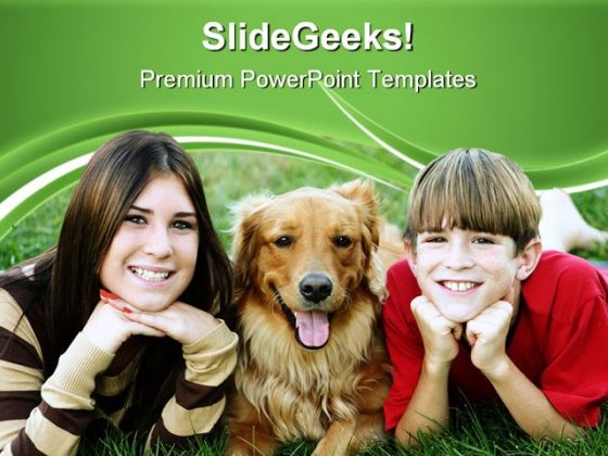 Kids With Dog Children PowerPoint Templates And PowerPoint Backgrounds 0511